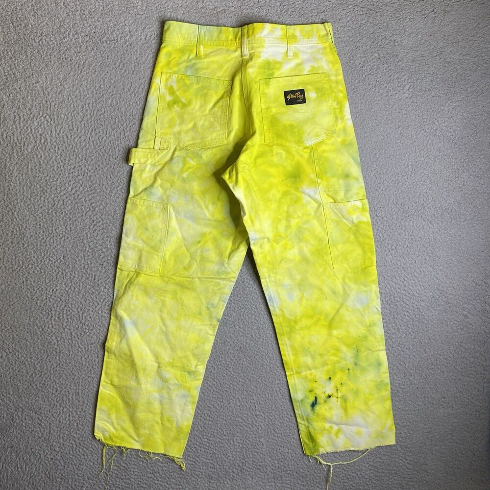 Stan Ray Pants Womens 28x28 Carpenter Cargo Yellow Tie Dye Painter Work USA UO